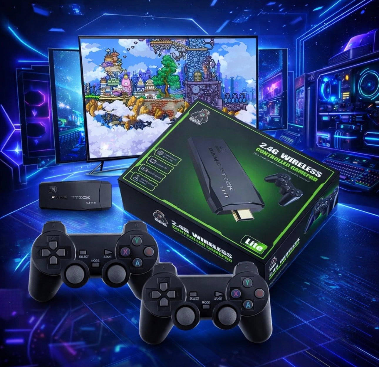 Game Stick Lite Consola Retro HDMI Plug & Play con 2 Controles
