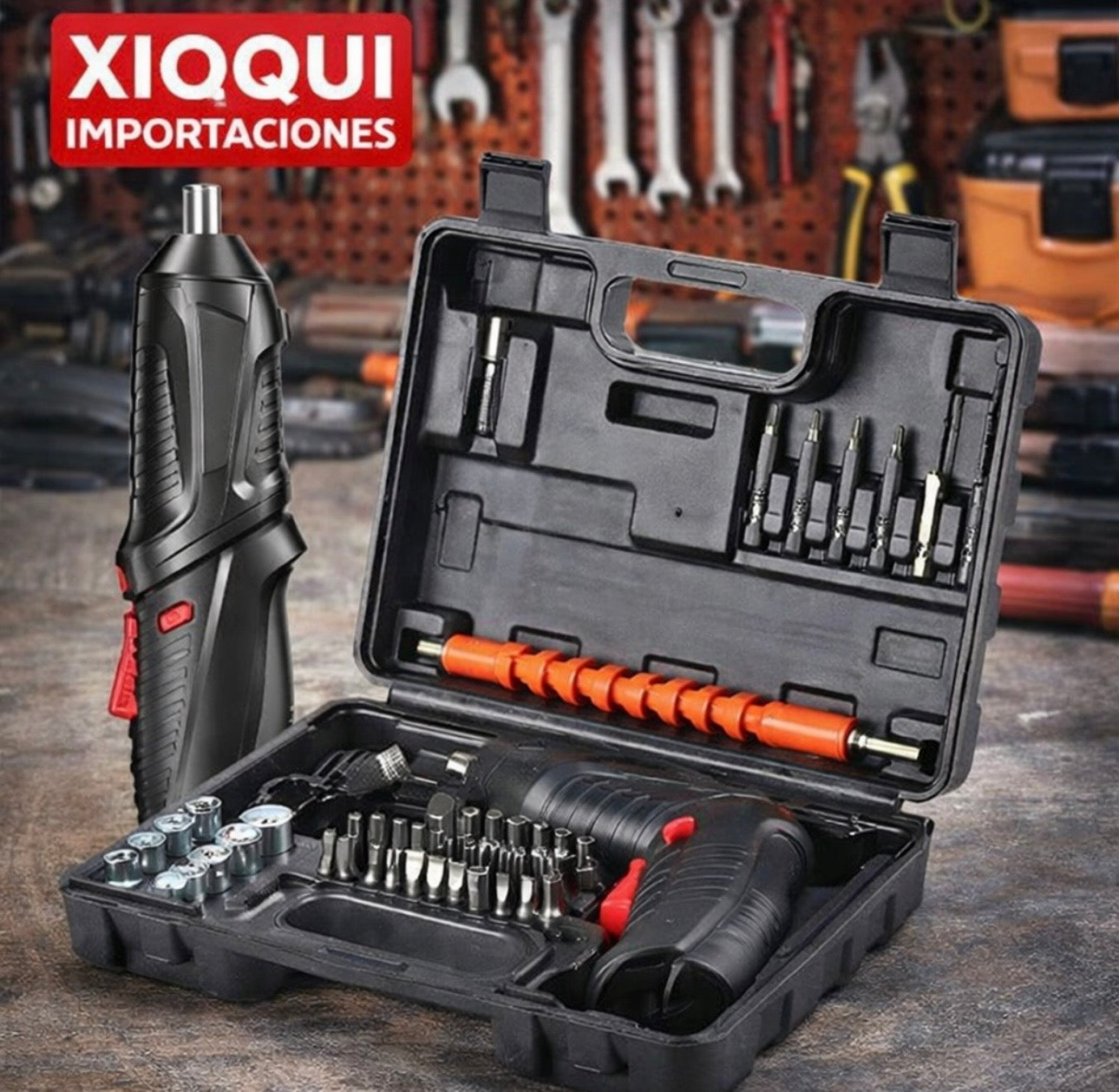 Llave de Impacto Eléctrica de Alto Torque con Maletín – Set Profesional de Herramientas con Puntas y Accesorios para Trabajo Pesado